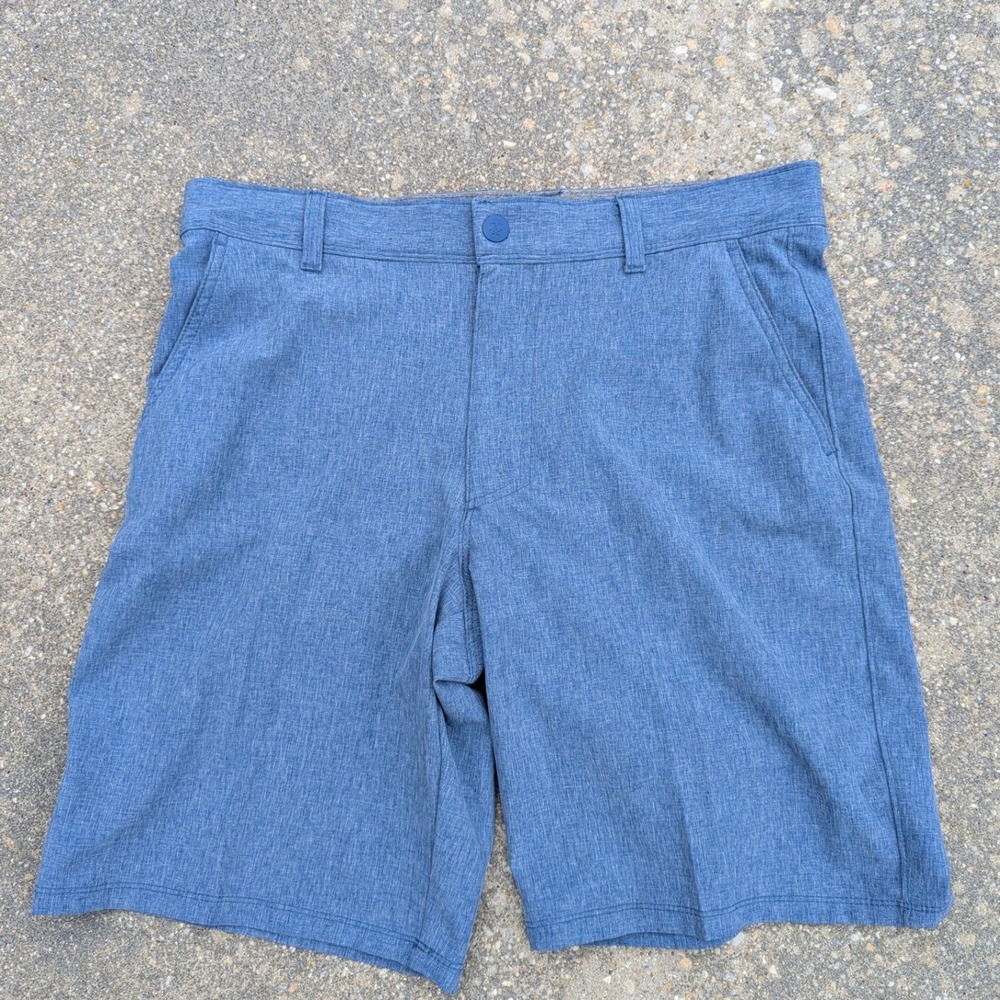 IZOD Saltwater Mens Blue Heathered Stretch Performance Shorts 32W 9.5 Inseam